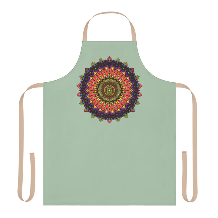 Sage Green Mandala Apron - Hand - Drawn Art All Over Prints - Blululi