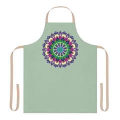 Sage Green Mandala Apron - Hand Drawn Art All Over Prints - Blululi