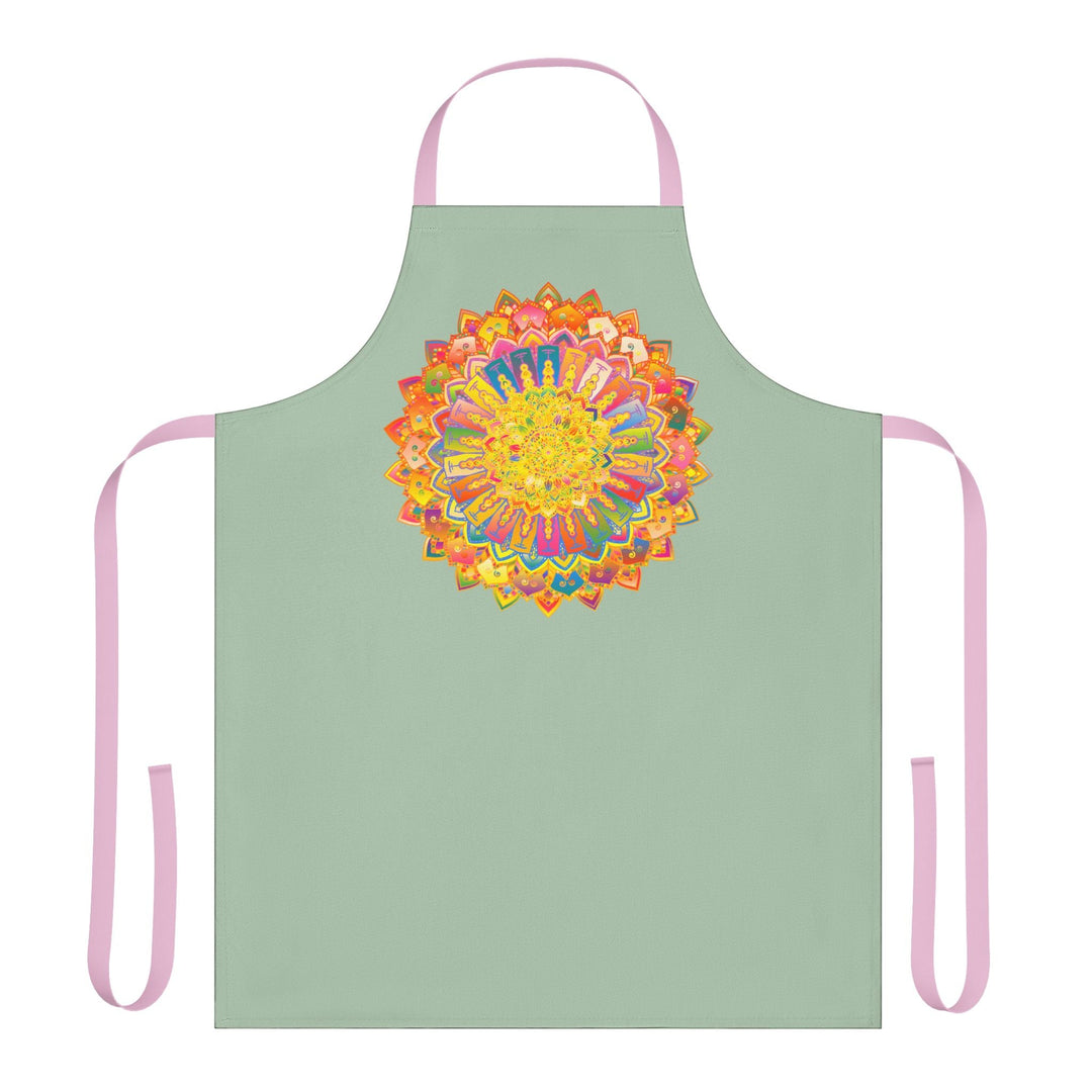 Sage Green Mandala Apron - Hand - Drawn Art All Over Prints - Blululi