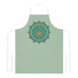Sage Green Mandala Apron - Hand Drawn Art All Over Prints - Blululi