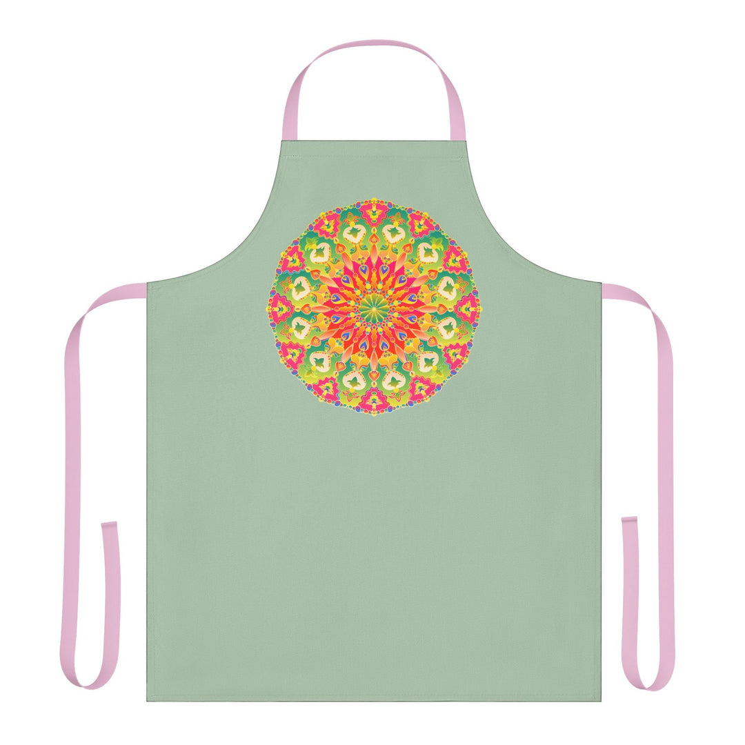 Sage Green Mandala Apron - Hand - Drawn Art All Over Prints - Blululi