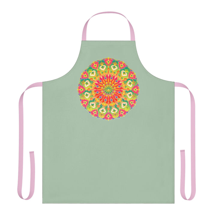 Sage Green Mandala Apron - Hand - Drawn Art All Over Prints - Blululi