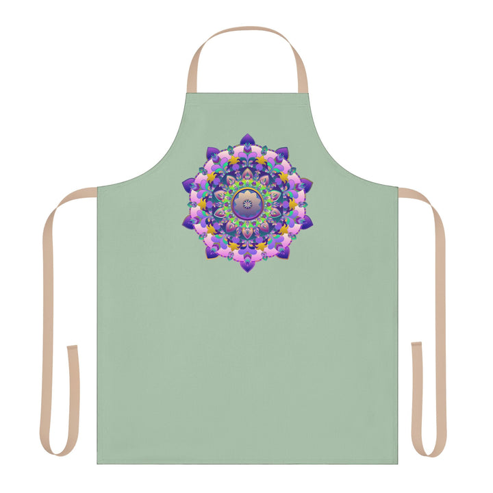 Sage Green Mandala Apron - Hand - Drawn Art All Over Prints - Blululi