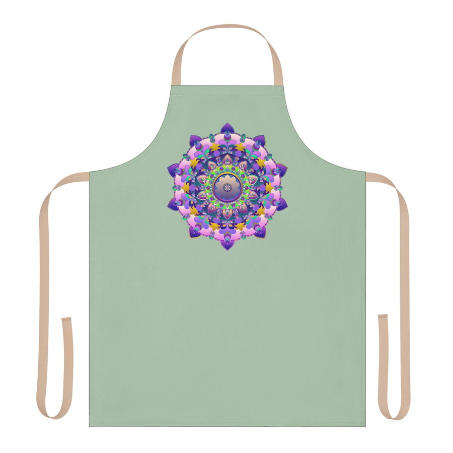 Sage Green Mandala Apron - Hand - Drawn Art All Over Prints - Blululi