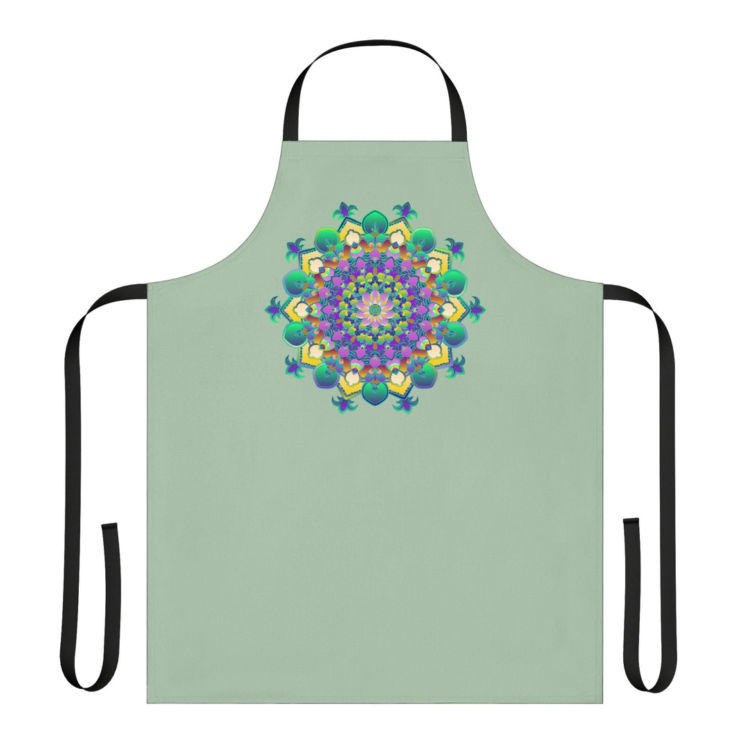 Sage Green Mandala Apron - Hand Drawn Art All Over Prints - Blululi