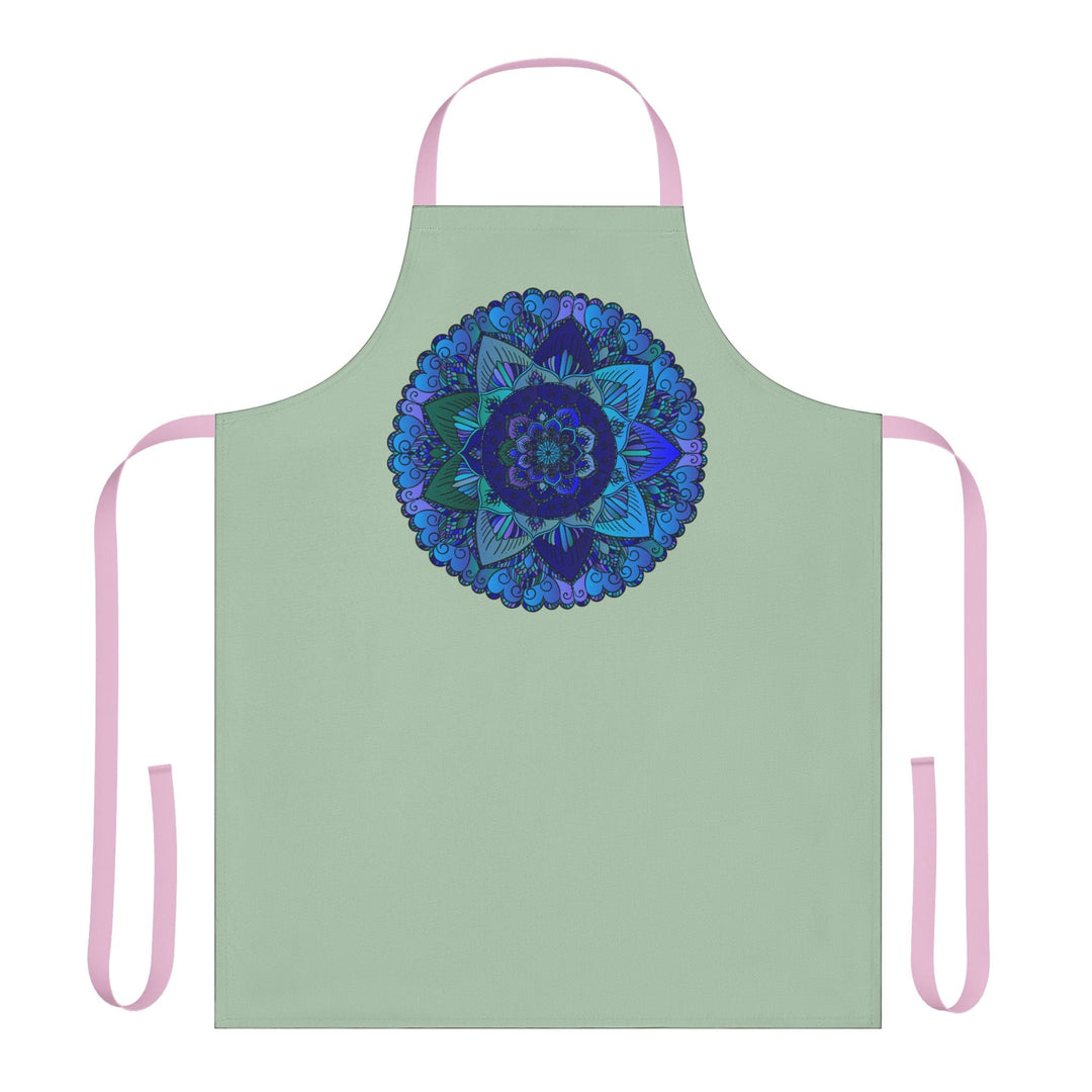 Sage Green Mandala Apron - Hand - Drawn Art All Over Prints - Blululi