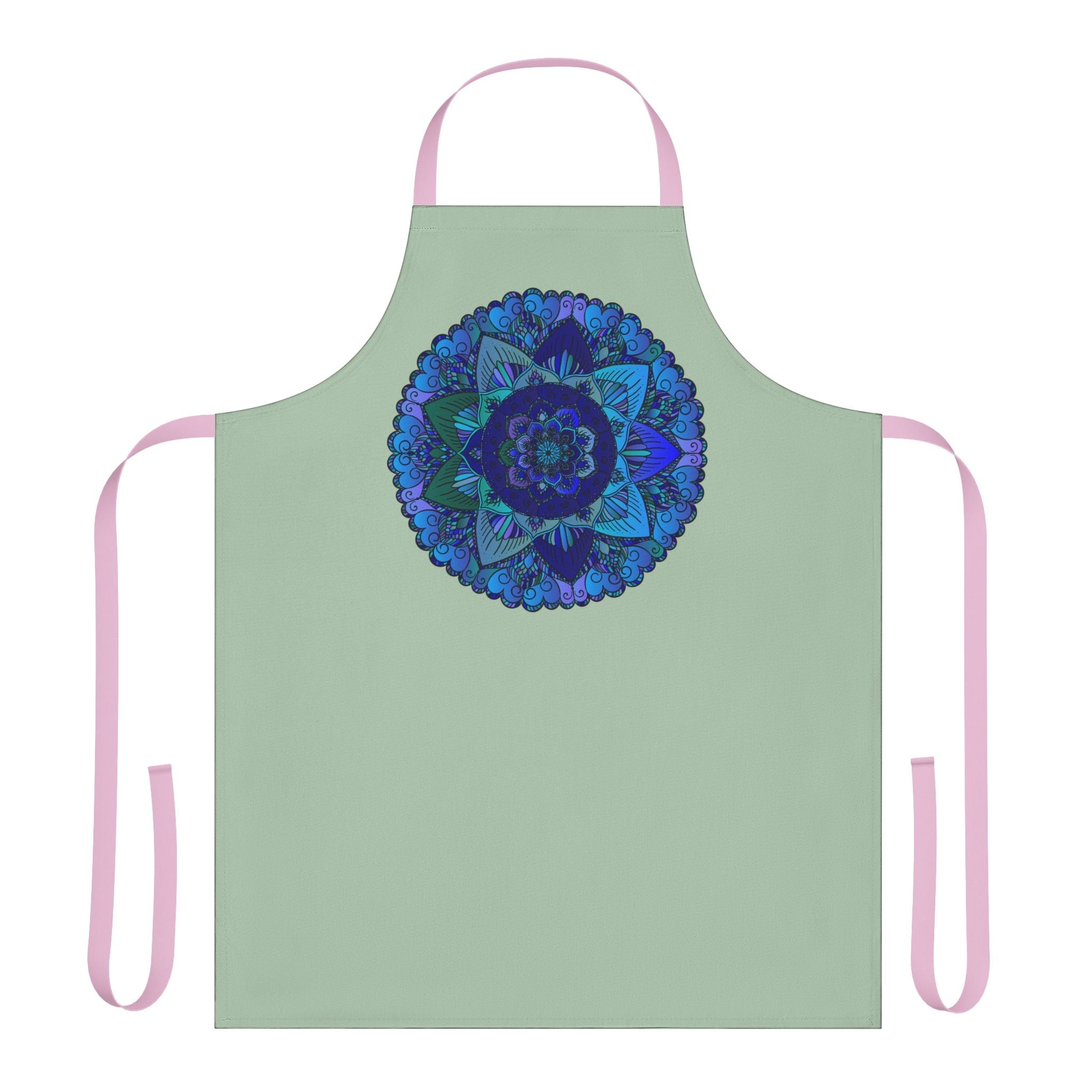 Sage Green Mandala Apron - Hand - Drawn Art All Over Prints - Blululi