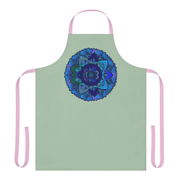 Sage Green Mandala Apron - Hand - Drawn Art All Over Prints - Blululi