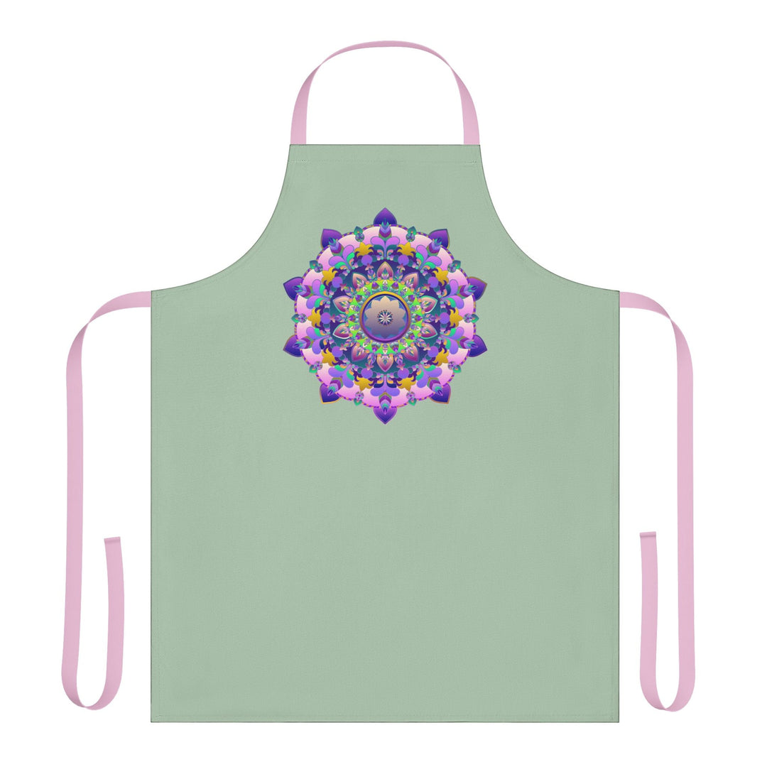 Sage Green Mandala Apron - Hand - Drawn Art All Over Prints - Blululi