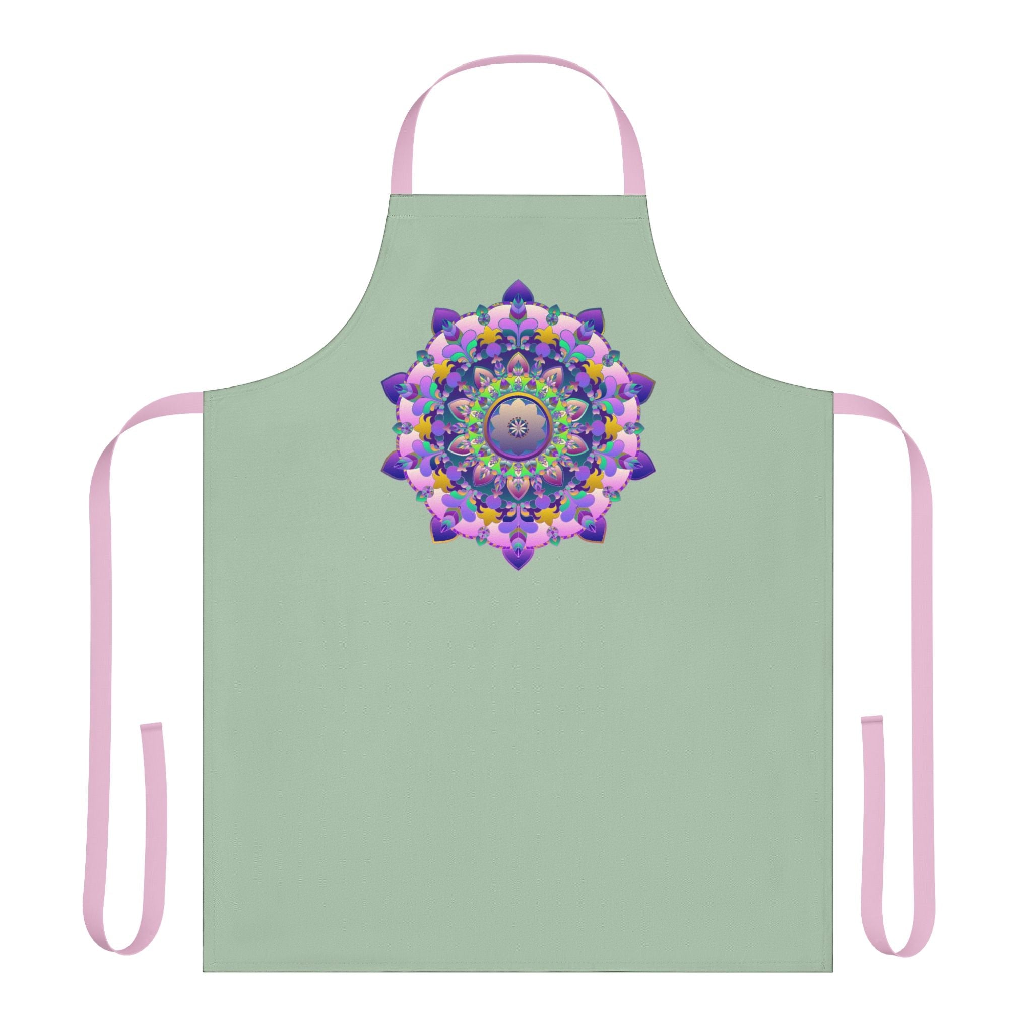 Sage Green Mandala Apron - Hand - Drawn Art All Over Prints - Blululi