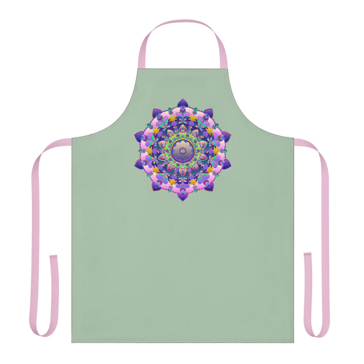 Sage Green Mandala Apron - Hand - Drawn Art All Over Prints - Blululi