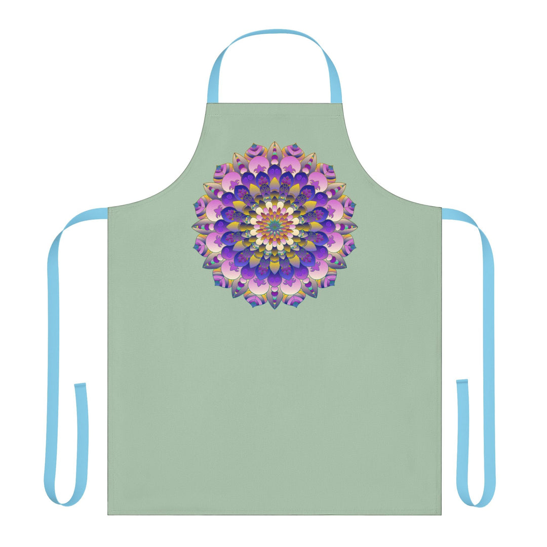 Sage Green Mandala Apron - Hand Drawn Art All Over Prints - Blululi