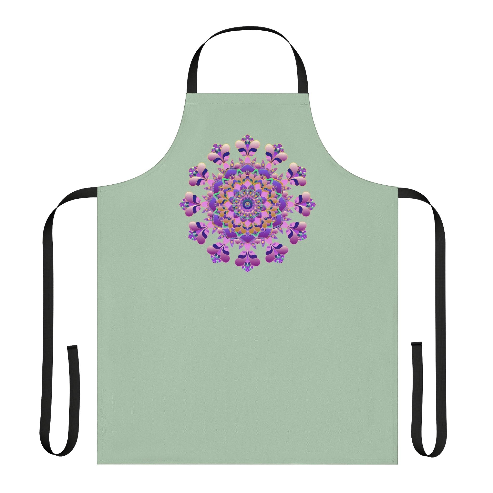 Sage Green Mandala Apron - Hand Drawn Art All Over Prints - Blululi