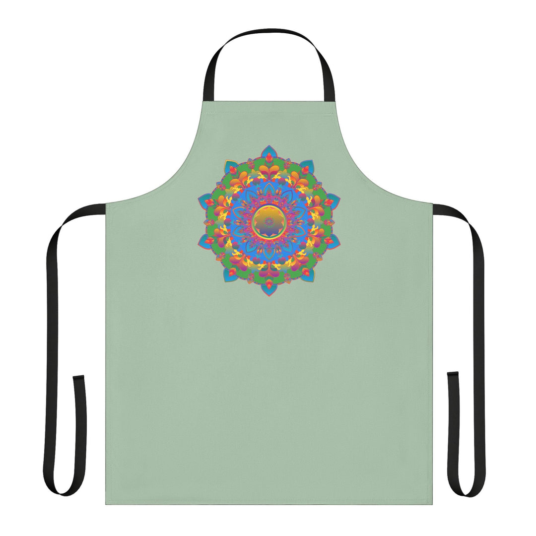 Sage Green Mandala Apron - Hand Drawn Art All Over Prints - Blululi