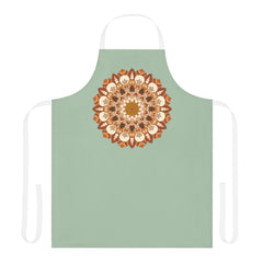 Sage Green Mandala Apron - Hand Drawn Art All Over Prints - Blululi