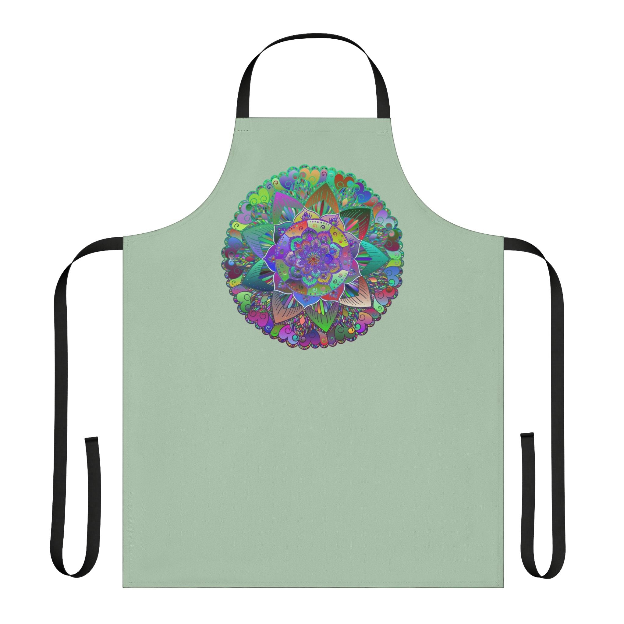 Sage Green Mandala Apron - Hand Drawn Art All Over Prints - Blululi