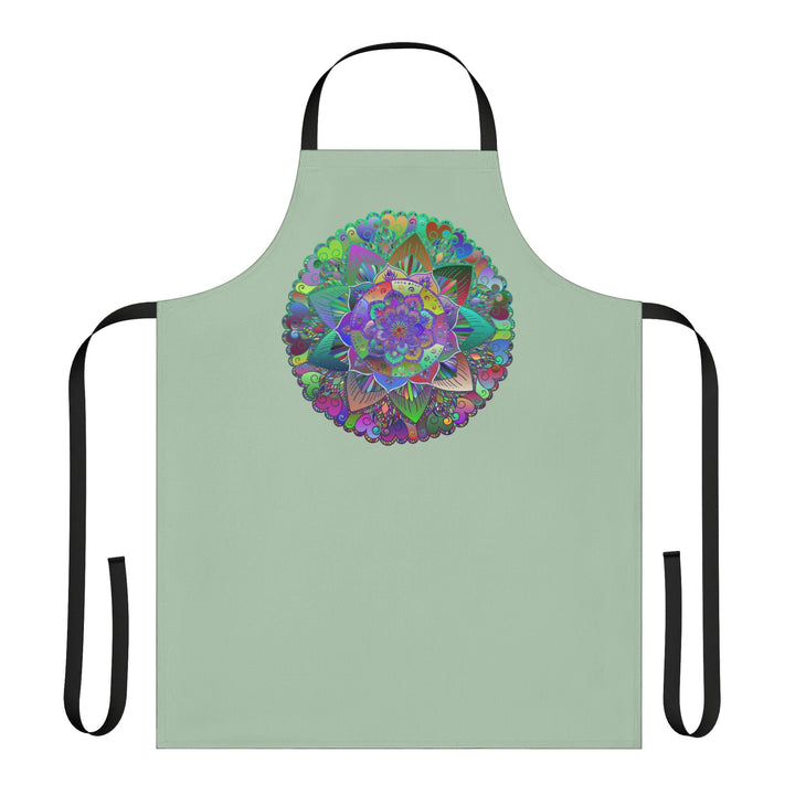 Sage Green Mandala Apron - Hand Drawn Art All Over Prints - Blululi