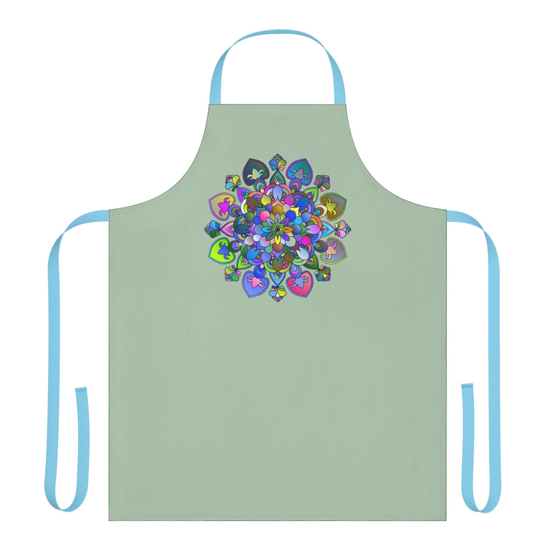 Sage Green Mandala Apron - Hand Drawn Art All Over Prints - Blululi