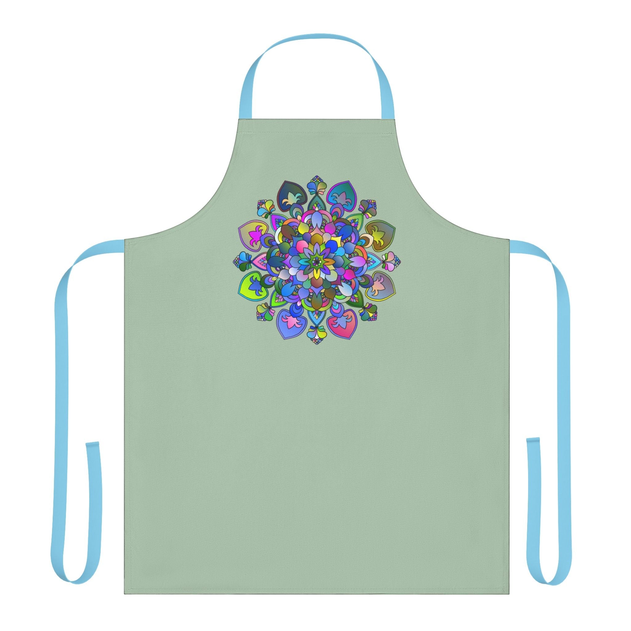 Sage Green Mandala Apron - Hand Drawn Art All Over Prints - Blululi