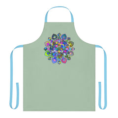 Sage Green Mandala Apron - Hand Drawn Art All Over Prints - Blululi