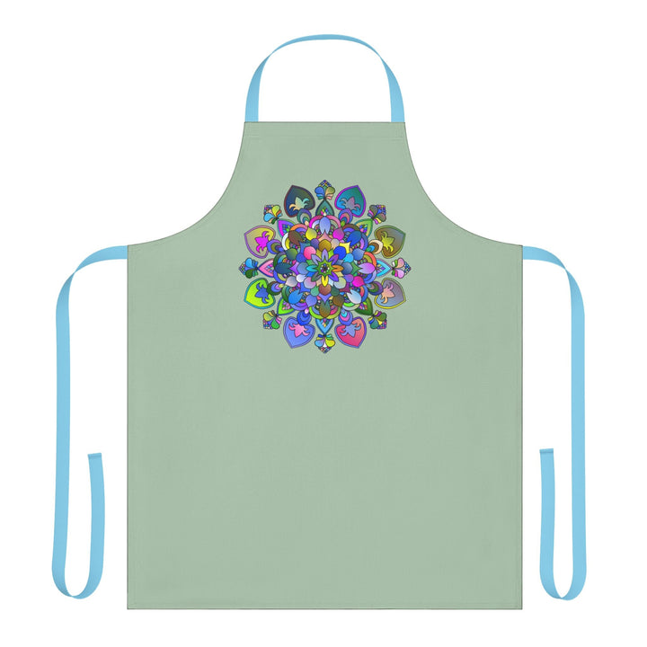 Sage Green Mandala Apron - Hand Drawn Art All Over Prints - Blululi