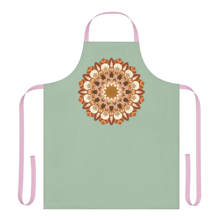 Sage Green Mandala Apron - Hand Drawn Art All Over Prints - Blululi