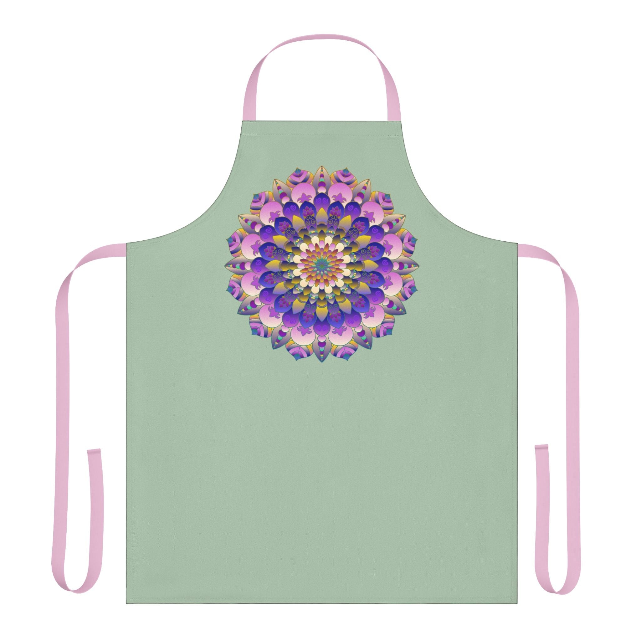 Sage Green Mandala Apron - Hand Drawn Art All Over Prints - Blululi