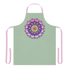 Sage Green Mandala Apron - Hand Drawn Art All Over Prints - Blululi
