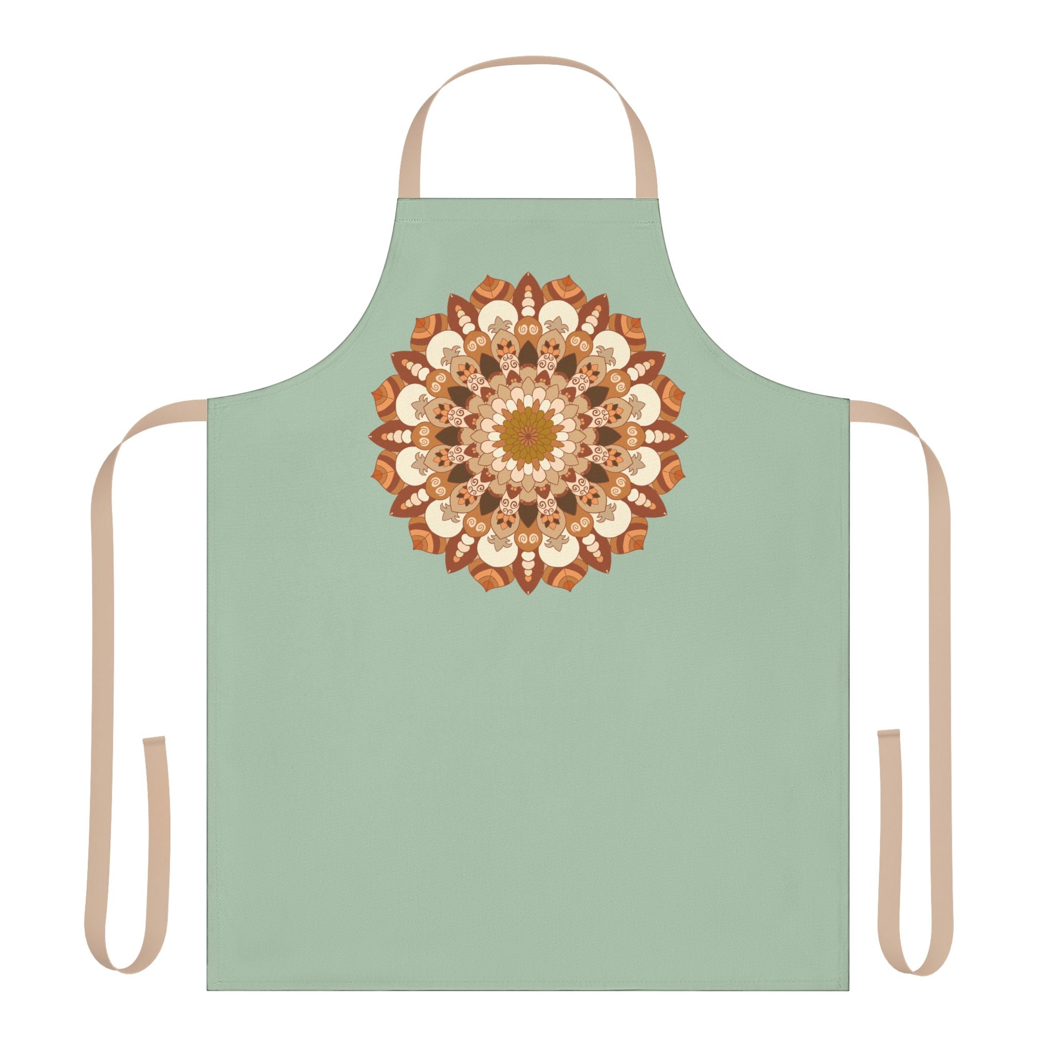 Sage Green Mandala Apron - Hand Drawn Art All Over Prints - Blululi