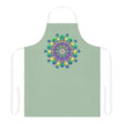 Sage Green Mandala Apron - Hand Drawn Art All Over Prints - Blululi