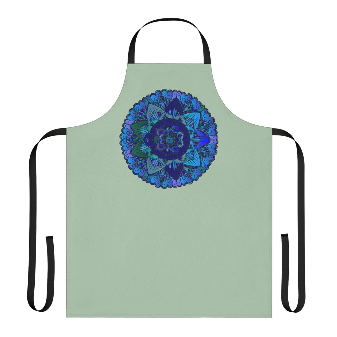 Sage Green Mandala Apron - Hand - Drawn Art All Over Prints - Blululi