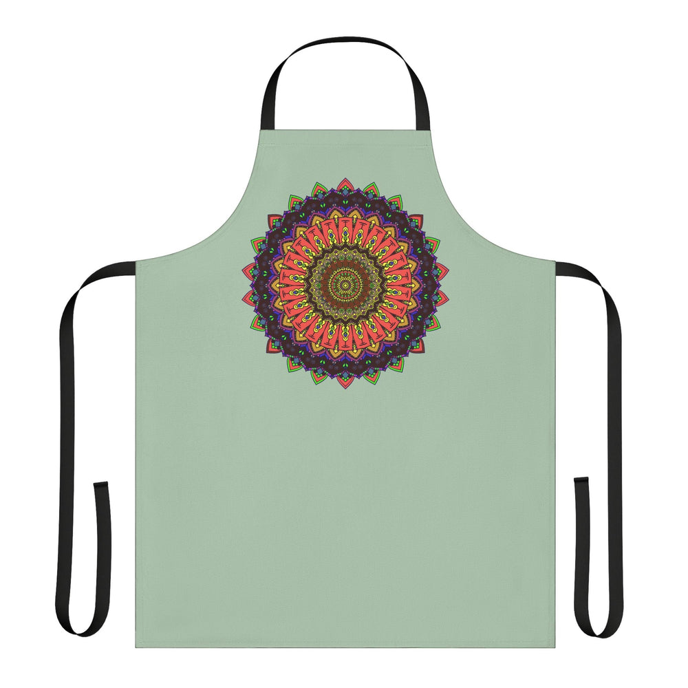 Sage Green Mandala Apron - Hand - Drawn Art All Over Prints - Blululi
