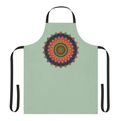 Sage Green Mandala Apron - Hand - Drawn Art All Over Prints - Blululi