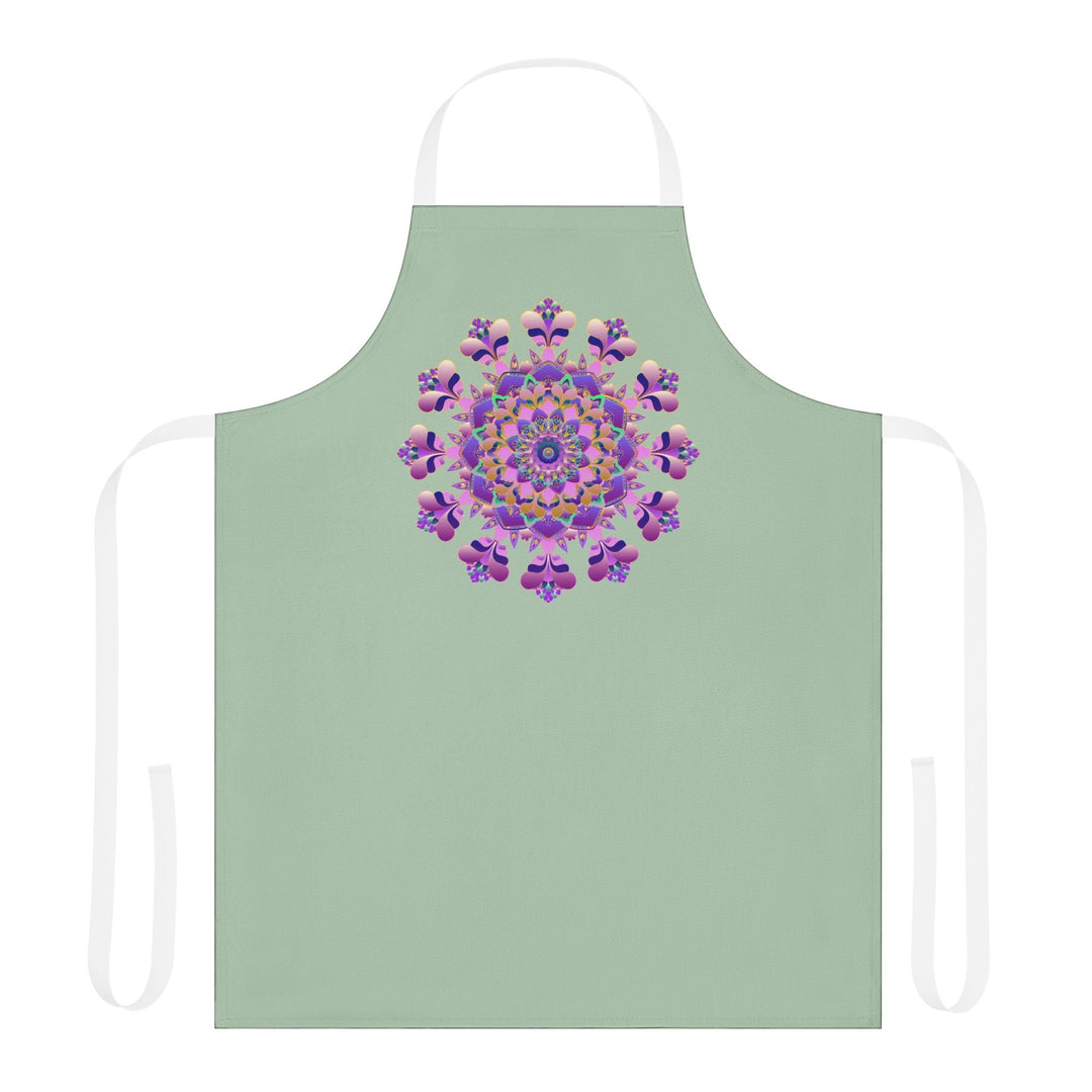 Sage Green Mandala Apron - Hand Drawn Art All Over Prints - Blululi