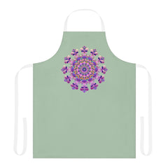 Sage Green Mandala Apron - Hand Drawn Art All Over Prints - Blululi