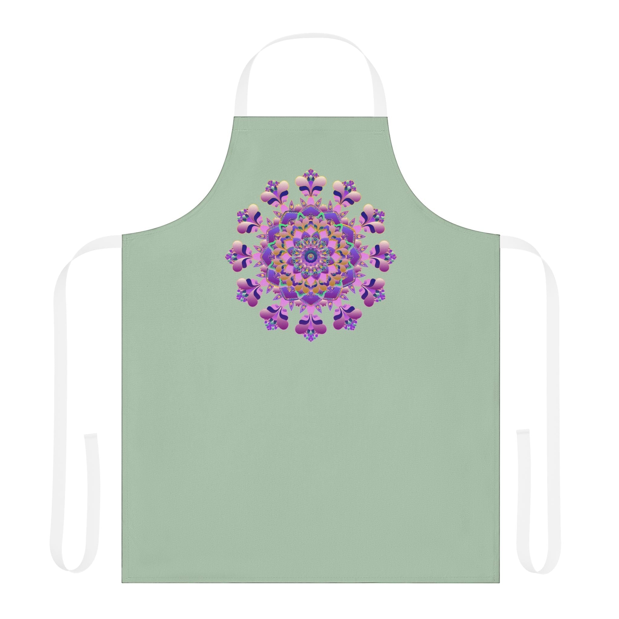 Sage Green Mandala Apron - Hand Drawn Art All Over Prints - Blululi
