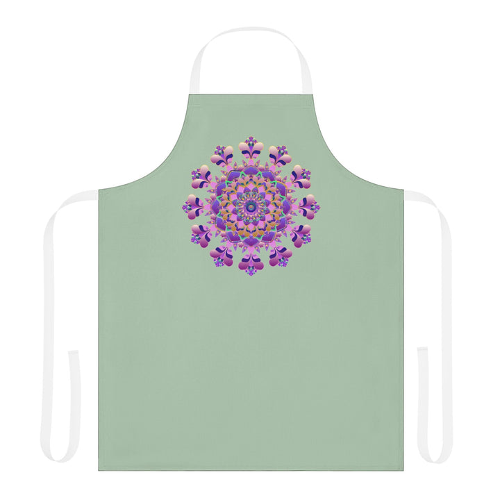 Sage Green Mandala Apron - Hand Drawn Art All Over Prints - Blululi