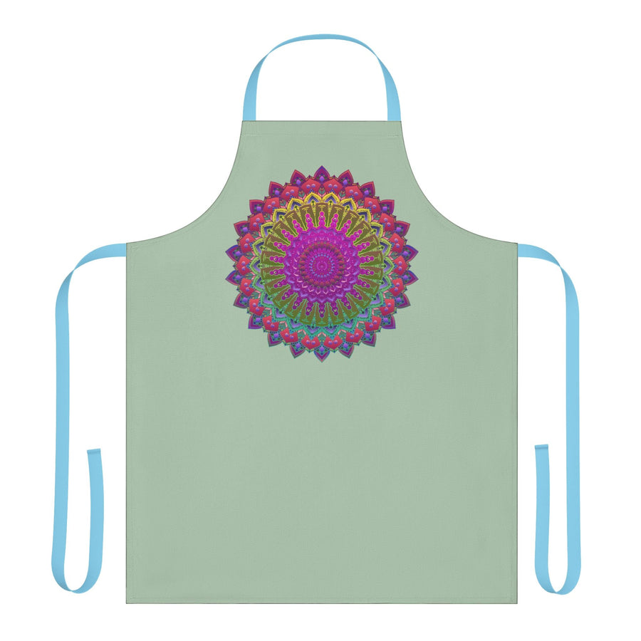 Sage Green Mandala Apron - Hand Drawn Art All Over Prints - Blululi