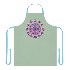 Sage Green Mandala Apron - Hand Drawn Art All Over Prints - Blululi