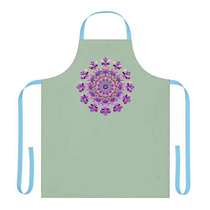 Sage Green Mandala Apron - Hand Drawn Art All Over Prints - Blululi