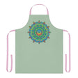 Sage Green Mandala Apron - Hand Drawn Art All Over Prints - Blululi
