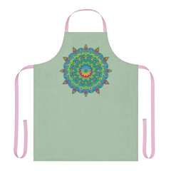 Sage Green Mandala Apron - Hand Drawn Art All Over Prints - Blululi