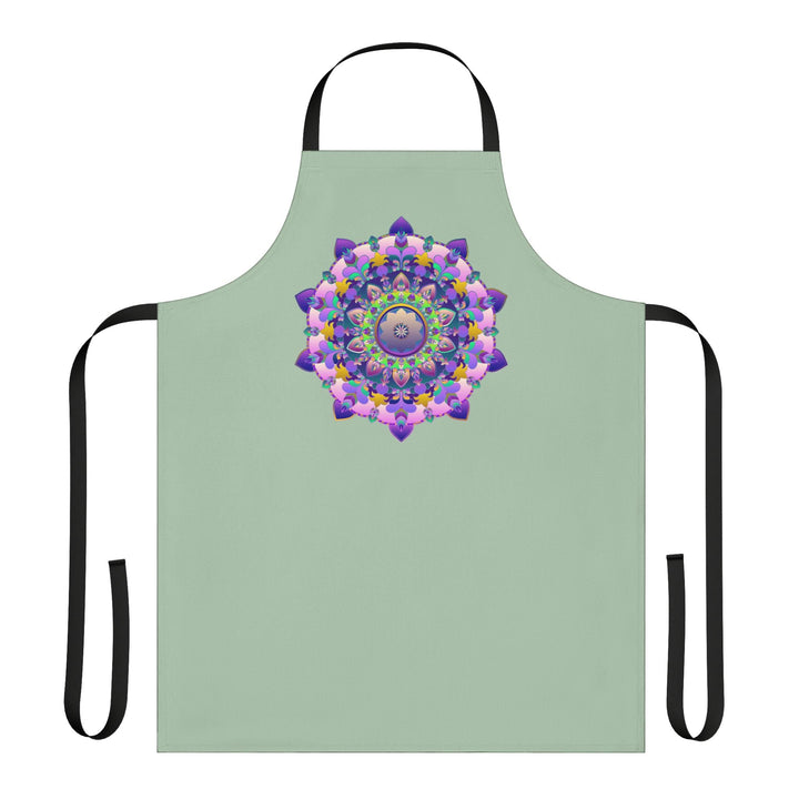 Sage Green Mandala Apron - Hand - Drawn Art All Over Prints - Blululi