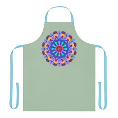 Sage Green Mandala Apron - Hand Drawn Art All Over Prints - Blululi