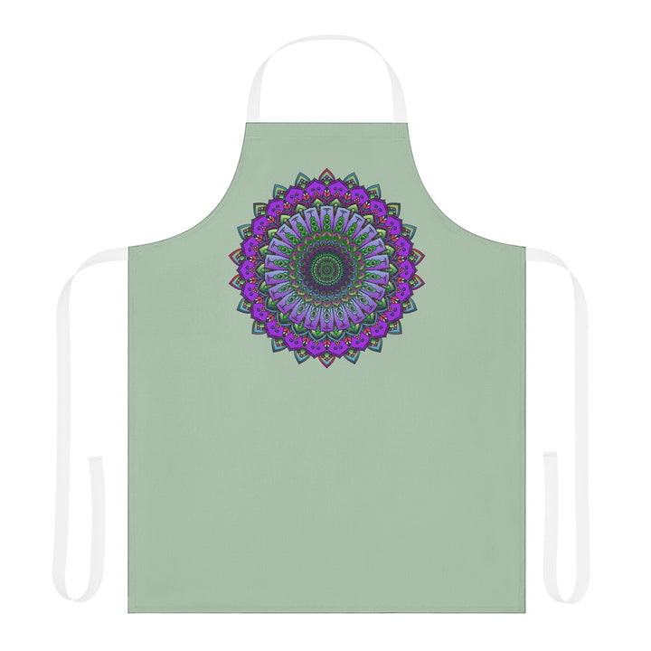 Sage Green Mandala Apron - Hand Drawn Art All Over Prints - Blululi