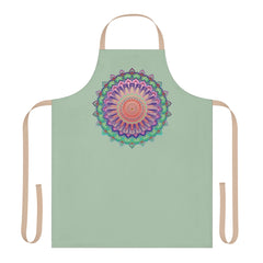 Sage Green Mandala Apron - Hand Drawn Art All Over Prints - Blululi