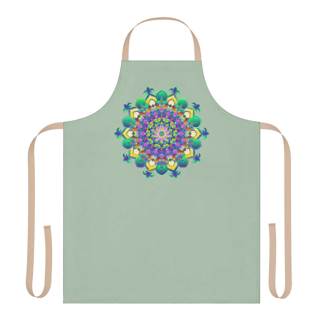 Sage Green Mandala Apron - Hand Drawn Art All Over Prints - Blululi