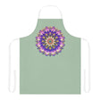 Sage Green Mandala Apron - Hand Drawn Art All Over Prints - Blululi