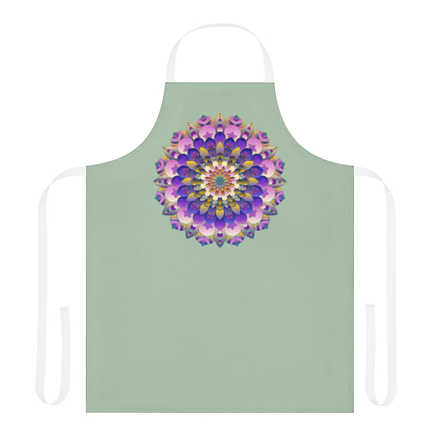 Sage Green Mandala Apron - Hand Drawn Art All Over Prints - Blululi