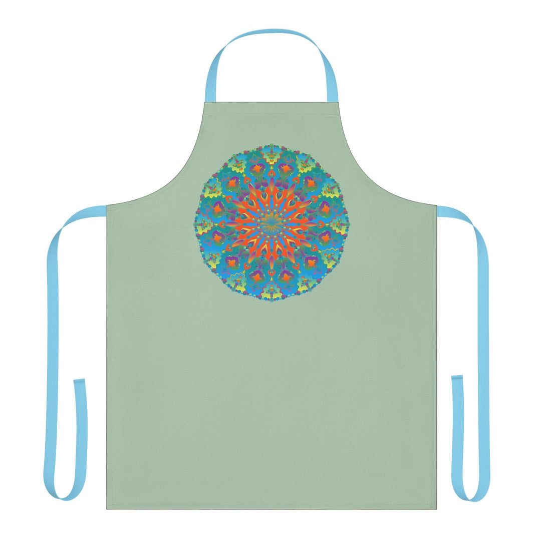 Sage Green Mandala Apron - Hand - Drawn Art All Over Prints - Blululi